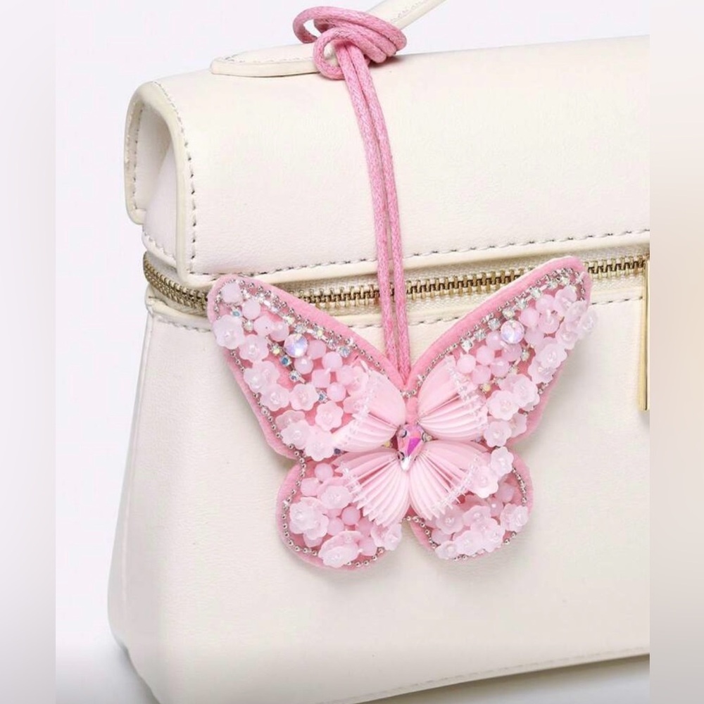 Nwt Whimsical Beaded Pink Butterfly Charm